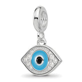 Sterling Silver Reflections Rh-plated Enamel & CZ Eye Dangle Bead